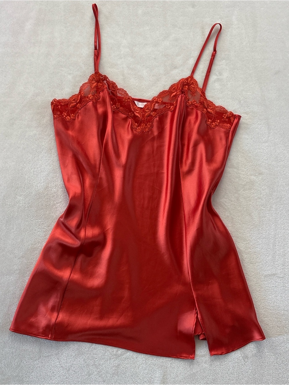 Y2K Victoria's Secret Orange Lace Babydoll Slip Dress Lingerie Large